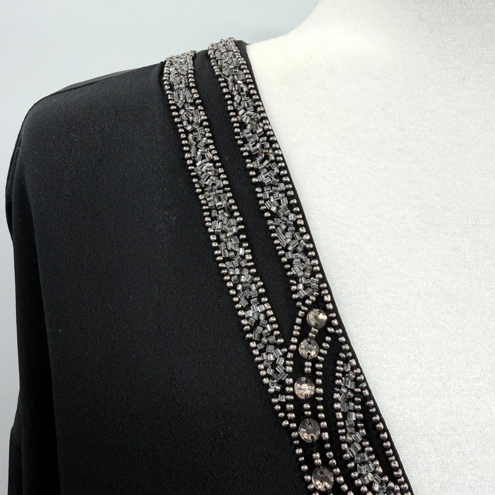 Soft Surroundings Calista Cardi Jacket Hand Beaded in Black Silver Size L NWT - Picture 8 of 13